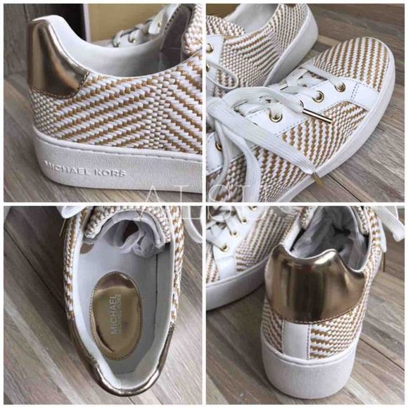 Michael Kors Poppy Lace Up Diagonal Weave Natural - Picture 8 of 8